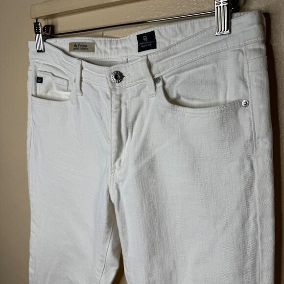 AG Adriano Goldschmied Jeans Women's 29R White The Prima Mid-Rise Cigarette - Picture 2 of 13